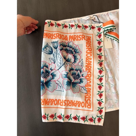 Commense Skirt Womens Small Multicolor Floral Satin Wrap Tie Mini Scarf Print - Picture 7 of 16